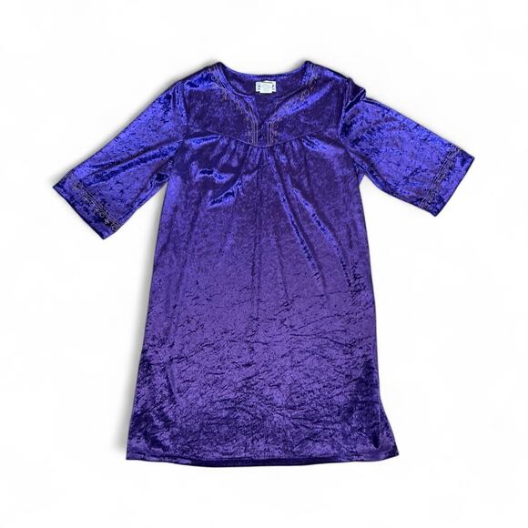 Wizard Caftan Crushed Purple Velvet with Gold Embroidery Robe Large - Picture 1 of 4